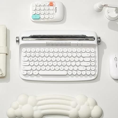 YUNZII ACTTO B303 Wireless Retro Typewriter Bluetooth Keyboard Snow White | Compact, Vintage Style thumbnail 7