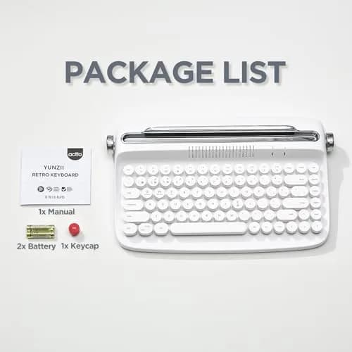 YUNZII ACTTO B303 Wireless Retro Typewriter Bluetooth Keyboard Snow White | Compact, Vintage Style thumbnail 9