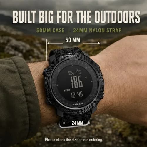 NORTH EDGE Apache Men's Survival Tactical Watch 50mm | Altimeter, Barometer, Compass, Weather Prediction thumbnail 2