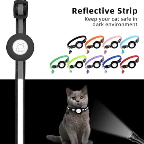 SimpleThings Black Airtag Cat Collar with Bell & Safety Buckle | 22-35 cm (8.66-13.78 inches) thumbnail 5