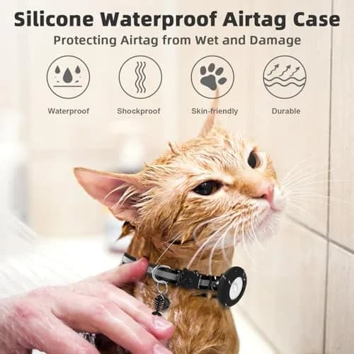 SimpleThings Black Airtag Cat Collar with Bell & Safety Buckle | 22-35 cm (8.66-13.78 inches) thumbnail 6