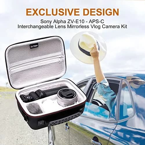 LTGEM Camera Case for Sony ZV-E10/ZV-1/ZV-1F/ZV-1 II, 20.3cm (8") L x 15.2cm (6") W x 10.4cm (4.1") H, Black+Grey | Fits Vlogger Accessory Kit thumbnail 8
