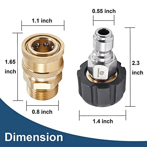 Raincovo M22 14mm to 3/8 Inch Quick Connect Fittings Set (4 Pieces) | High Pressure Brass Adapters thumbnail 4