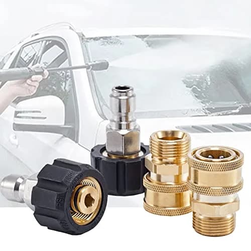 Raincovo M22 14mm to 3/8 Inch Quick Connect Fittings Set (4 Pieces) | High Pressure Brass Adapters thumbnail 6