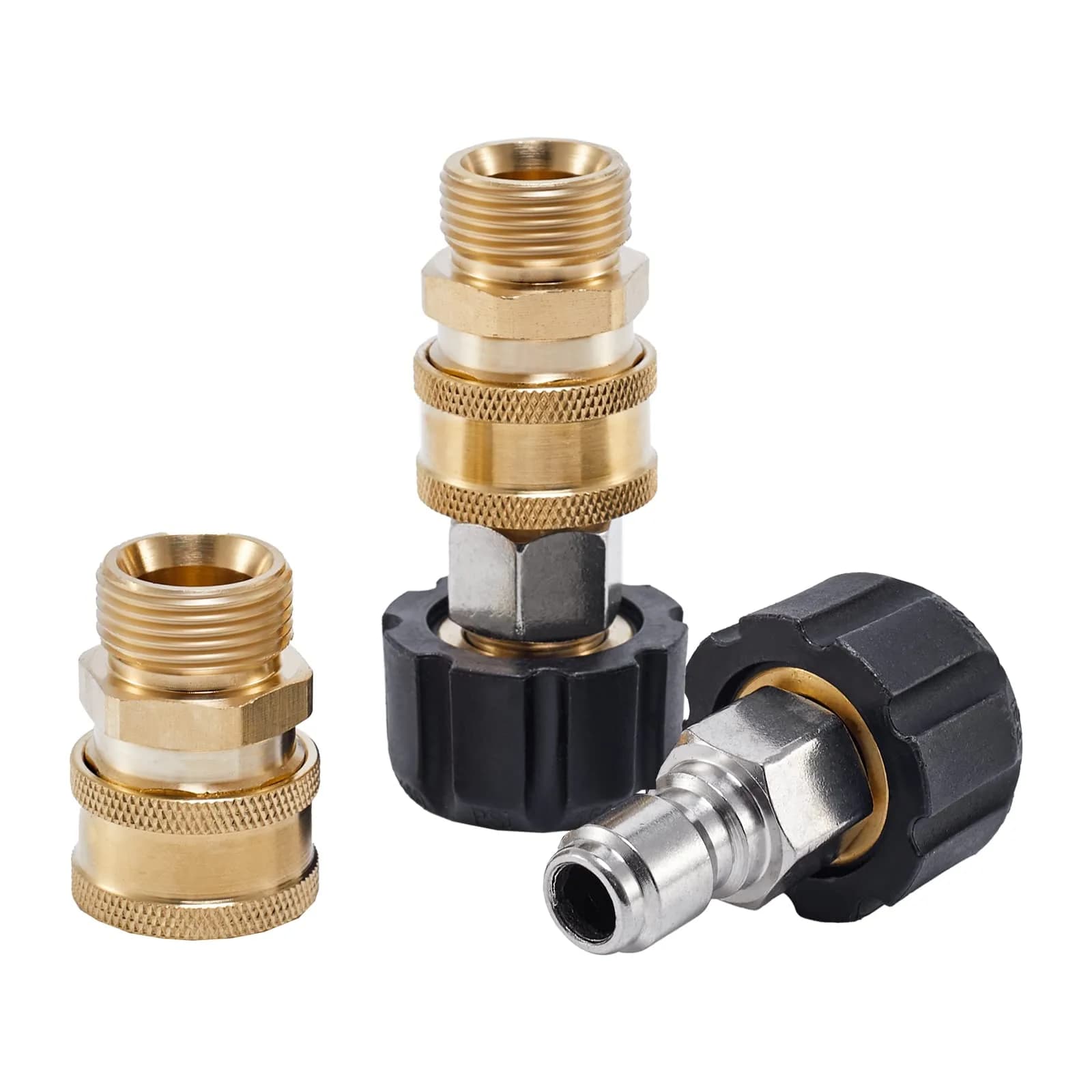 Raincovo M22 14mm to 3/8 Inch Quick Connect Fittings Set (4 Pieces) | High Pressure Brass Adapters - view 7
