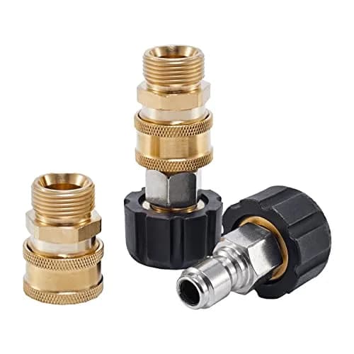 Raincovo M22 14mm to 3/8 Inch Quick Connect Fittings Set (4 Pieces) | High Pressure Brass Adapters thumbnail 7