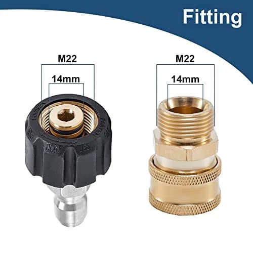Raincovo M22 14mm to 3/8 Inch Quick Connect Fittings Set (4 Pieces) | High Pressure Brass Adapters thumbnail 3