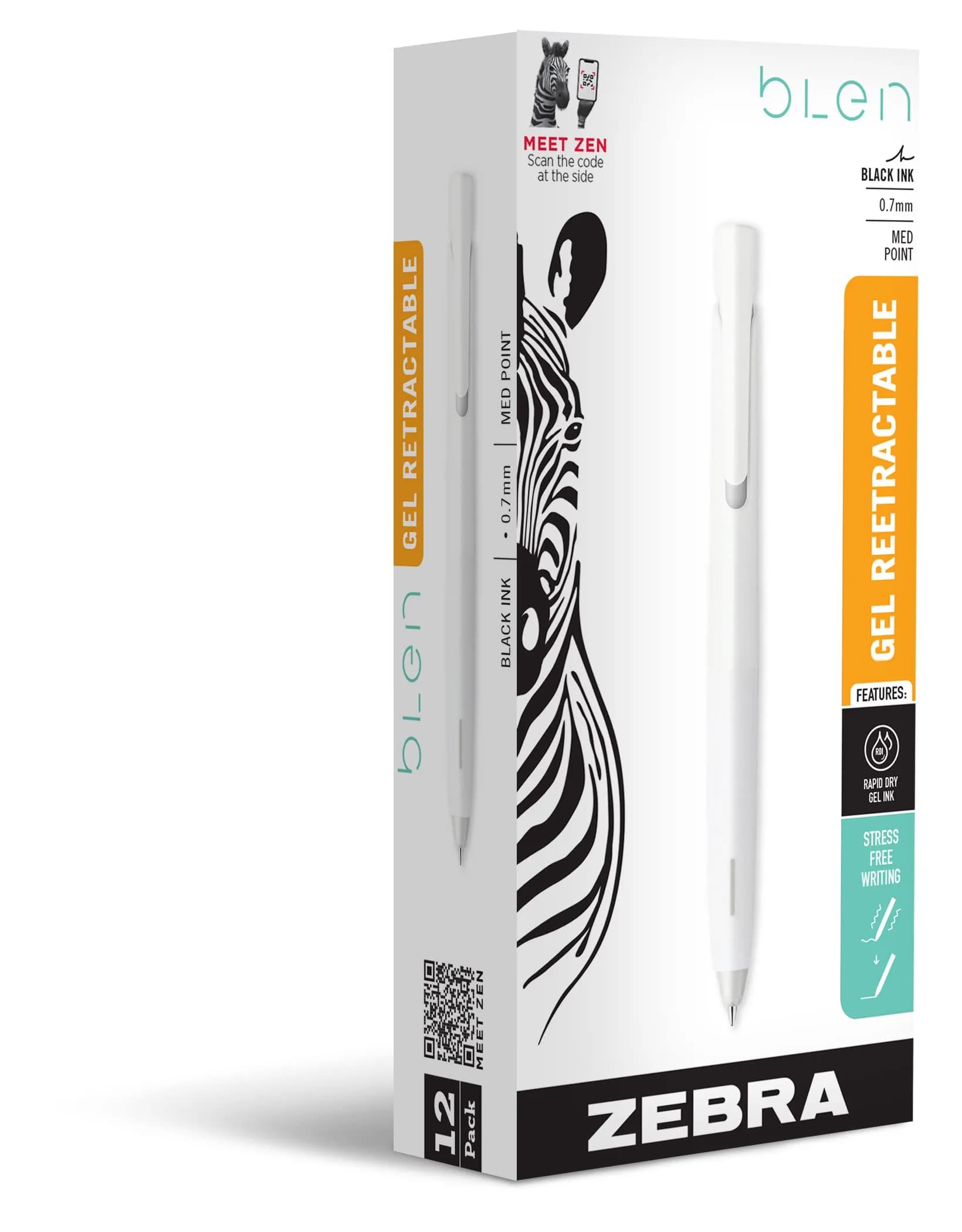 Zebra Pen bLen Retractable Gel Pen 2-Pack | Smooth Ink Flow, Low-Vibration Writing — Black D