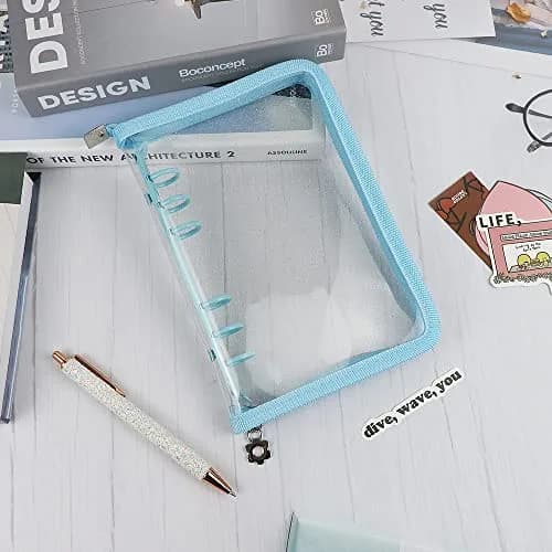Mogoostry A6 Binder Cover Refillable 6 Ring Notebook Blue | Portable Personal Organizer thumbnail 8