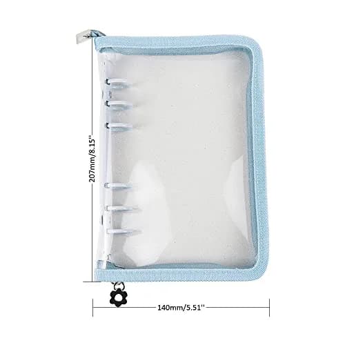 Mogoostry A6 Binder Cover Refillable 6 Ring Notebook Blue | Portable Personal Organizer thumbnail 2