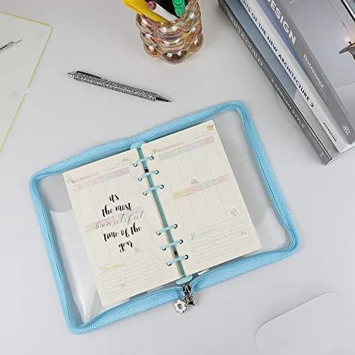 Mogoostry A6 Binder Cover Refillable 6 Ring Notebook Blue | Portable Personal Organizer thumbnail 4