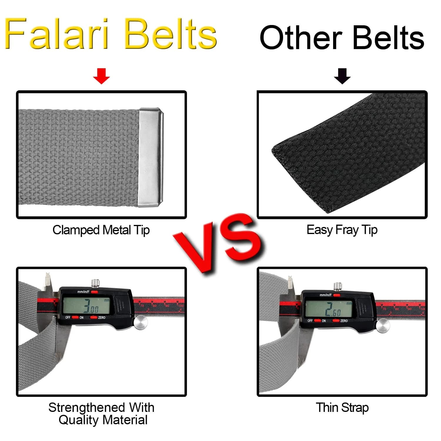 Falari Canvas Web Belt 2 Pack Black & Pink with Silver Buckle | Fully Adjustable Cut-to-Fit for Men (135cm / 53in) - view 7