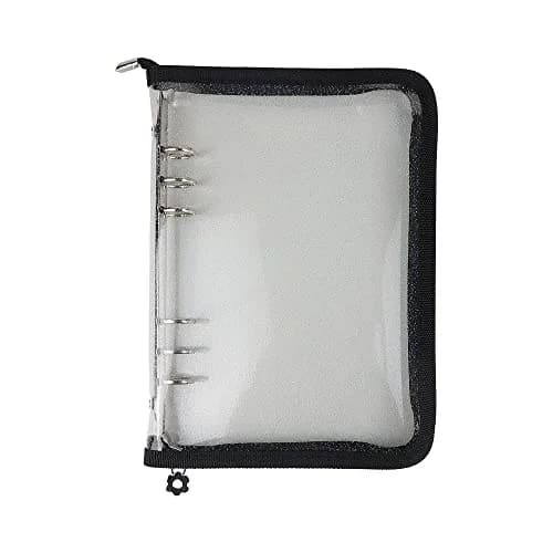 Mogoostry A5 Binder Cover Refillable 6 Ring Notebook Clear PVC Zipper Black thumbnail 1