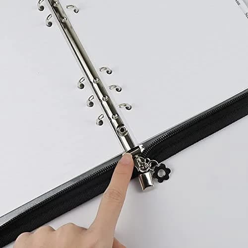 Mogoostry A5 Binder Cover Refillable 6 Ring Notebook Clear PVC Zipper Black thumbnail 5