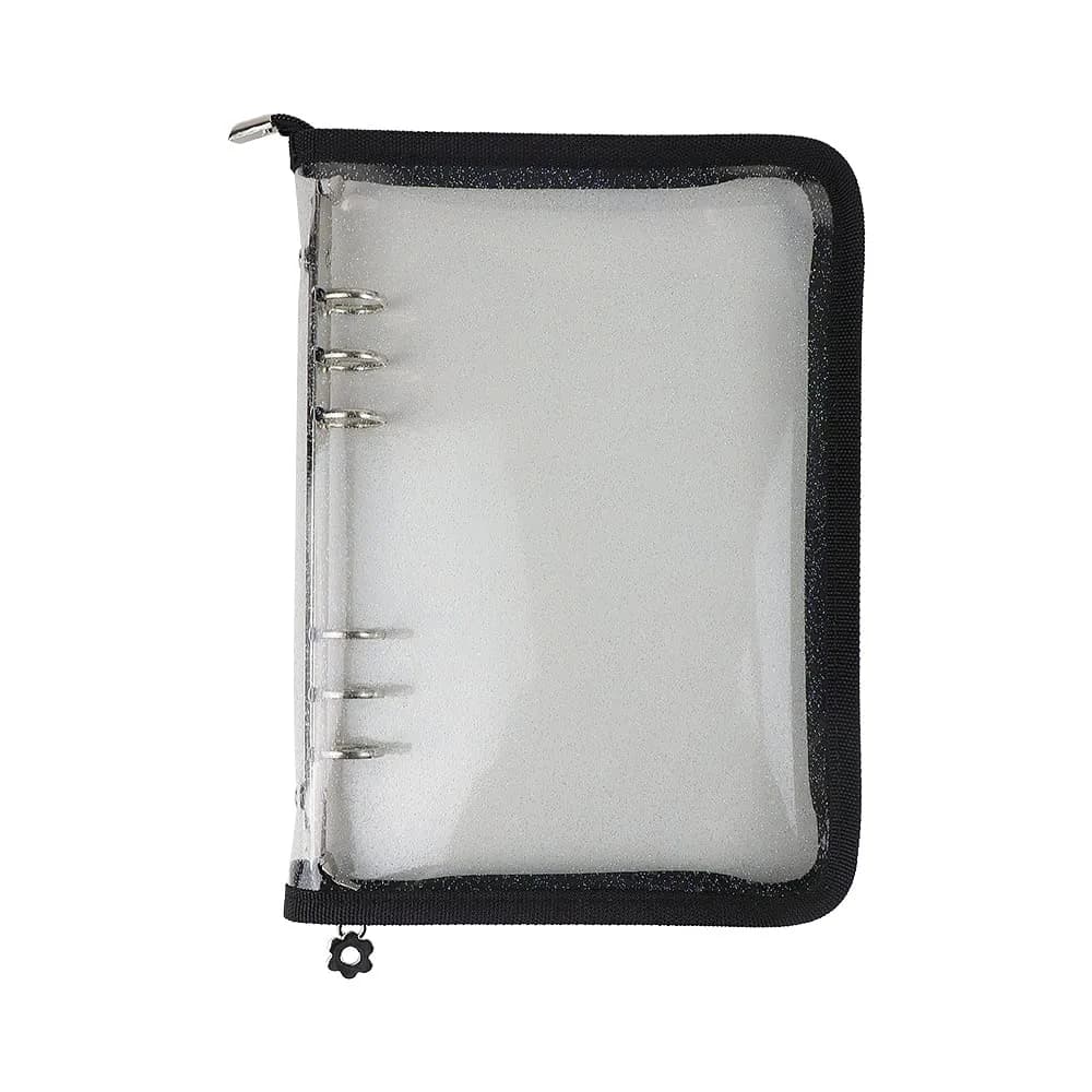 Mogoostry A6 Binder Cover Refillable 6 Ring Notebook Blue | Portable Personal Organizer — Black Color / A5