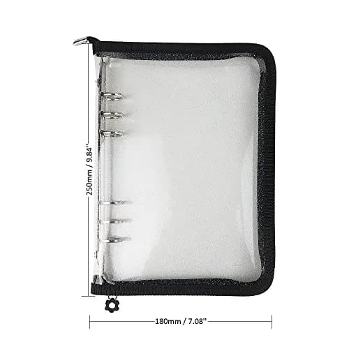 Mogoostry A5 Binder Cover Refillable 6 Ring Notebook Clear PVC Zipper Black thumbnail 2