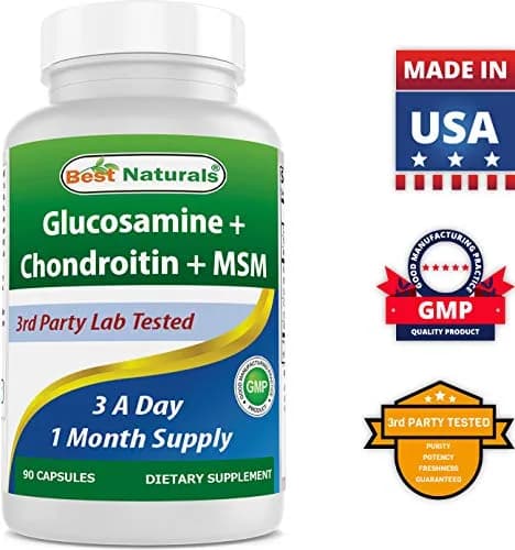 Best Naturals Glucosamine Chondroitin MSM Supplements 2600 mg | Unflavored, 90 Capsules (Pack of 3) thumbnail 7