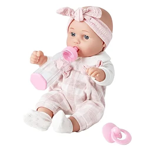 Enjoyin 12'' Baby Doll in Gift Box with Pink Cloths, Pacifier, Blanket & Bottle | Kid-Friendly Gift Set thumbnail 1
