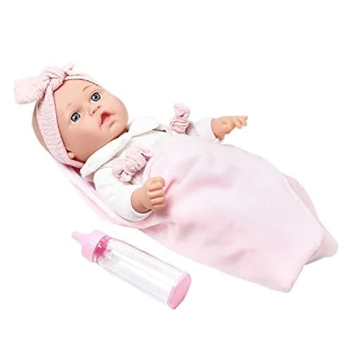 Enjoyin 12'' Baby Doll in Gift Box with Pink Cloths, Pacifier, Blanket & Bottle | Kid-Friendly Gift Set thumbnail 5