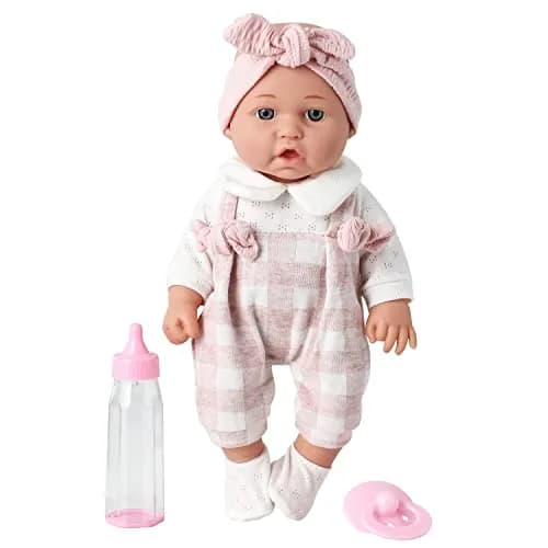 Enjoyin 12'' Baby Doll in Gift Box with Pink Cloths, Pacifier, Blanket & Bottle | Kid-Friendly Gift Set thumbnail 9