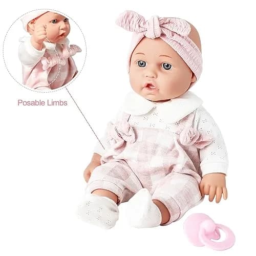 Enjoyin 12'' Baby Doll in Gift Box with Pink Cloths, Pacifier, Blanket & Bottle | Kid-Friendly Gift Set thumbnail 2