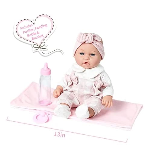 Enjoyin 12'' Baby Doll in Gift Box with Pink Cloths, Pacifier, Blanket & Bottle | Kid-Friendly Gift Set thumbnail 3