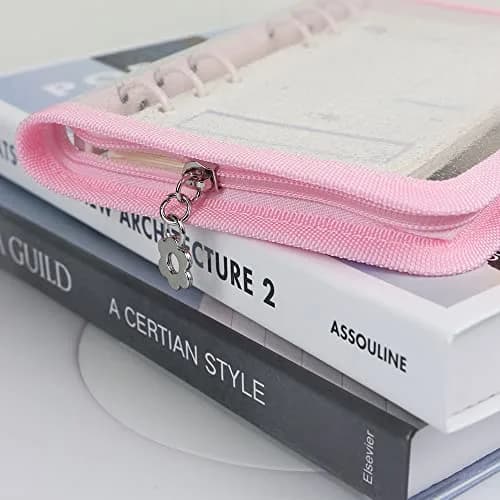 Mogoostry A6 Binder Cover Refillable 6 Ring | Clear Soft PVC Pink Zipper thumbnail 5