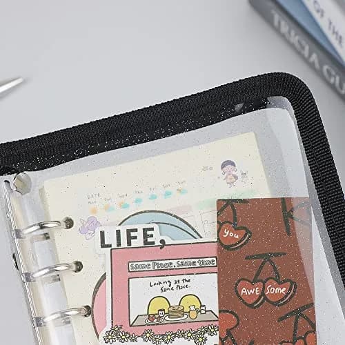 Mogoostry A6 Binder Cover Refillable 6 Ring | Clear PVC Zipper Folder for Personal Organizer thumbnail 3