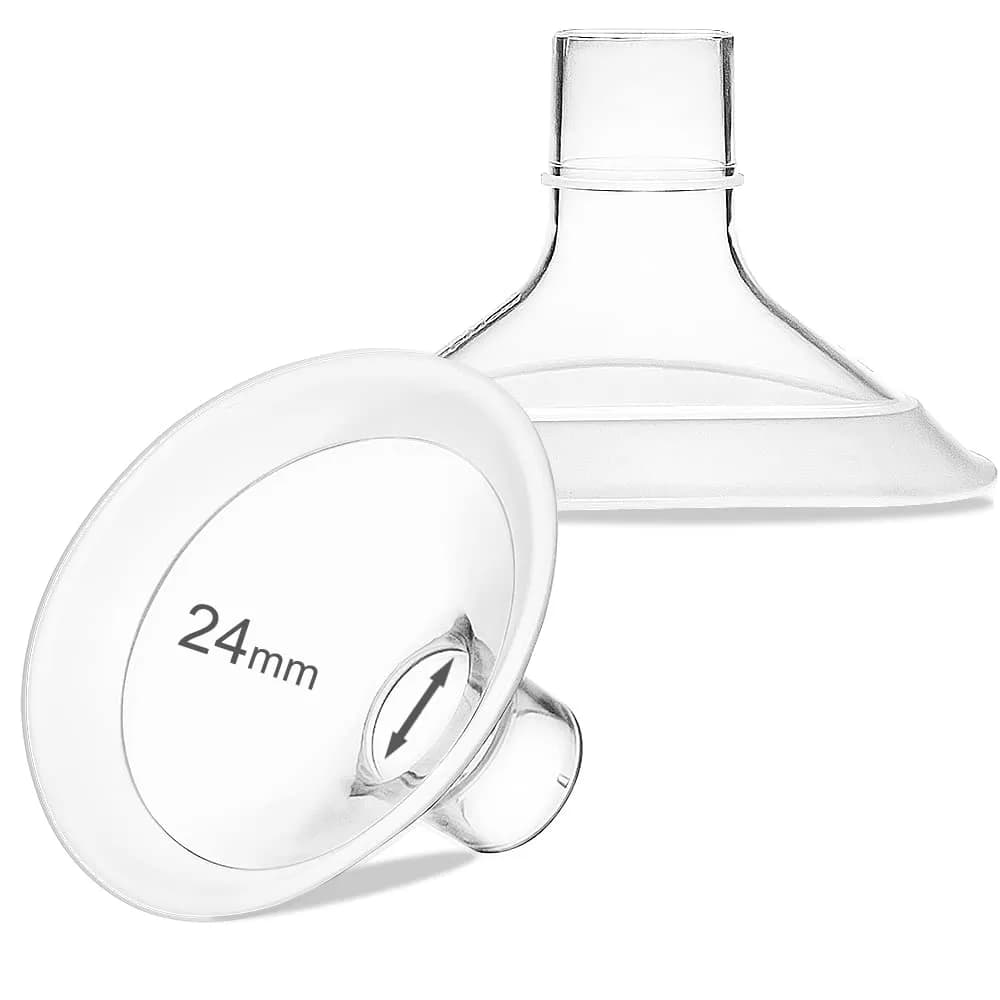 PumpMom-us 24mm Oval Flange Breast Shields for Medela Pumps, 2 Count (48ml) | Compatible with Medela Pump Parts — White