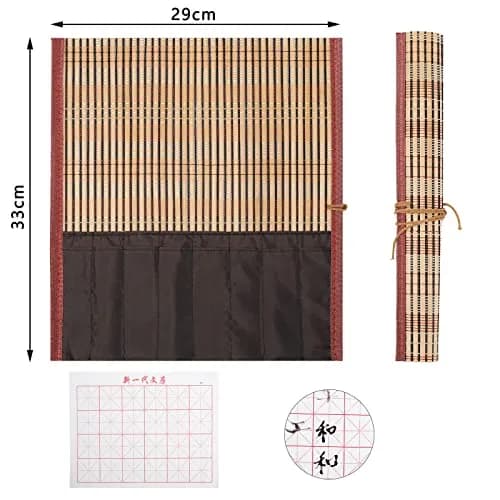 Whaline 18Pcs Chinese Calligraphy Brushes Set with Writing Paper & Roll-up Holder | Kanji Japanese Sumi Drawing Brushes for Watercolor Art Ceramic Ink Painting thumbnail 3