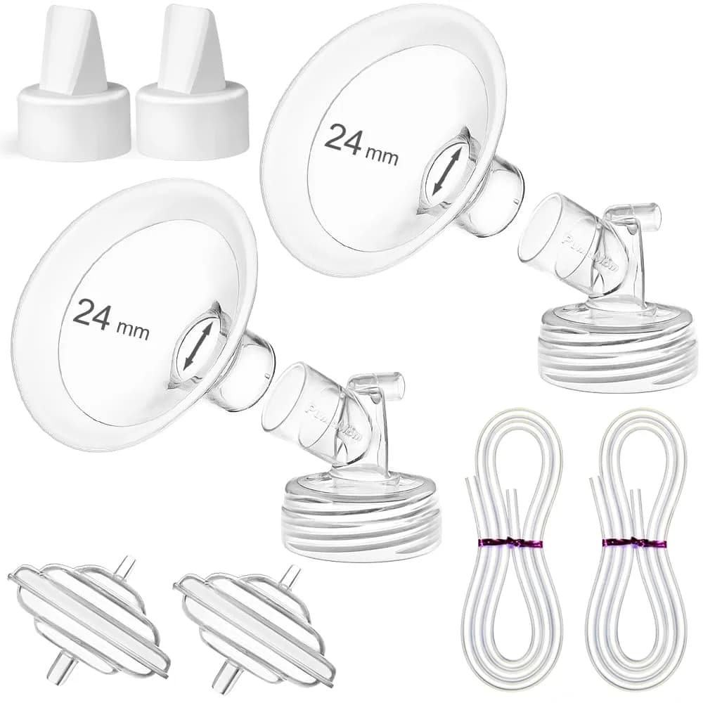 PUMPMOM-US 24mm Flange Pump Parts for Spectra S1/S2/9+ Breast Pumps | 8-Piece Set