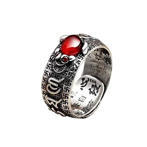 Pingyongchang Feng Shui PiXiu Mantra Protection Wealth Ring Adjustable (0.9cm Width) | Luck & Riches Attractor thumbnail 1