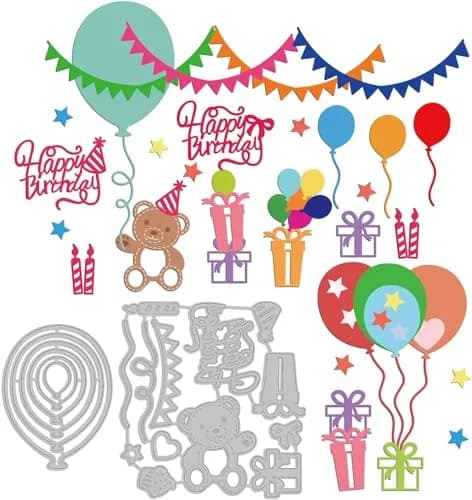 INFUNLY 19pcs Balloons Metal Die Cuts Happy Birthday for Scrapbooking & Card Making | Reusable Carbon Steel thumbnail 1