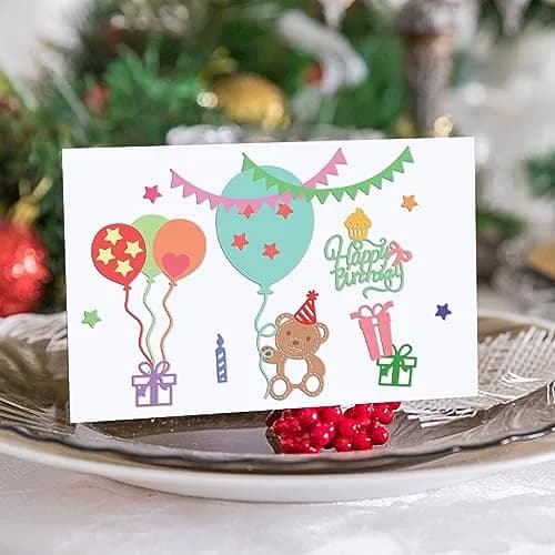 INFUNLY 19pcs Balloons Metal Die Cuts Happy Birthday for Scrapbooking & Card Making | Reusable Carbon Steel thumbnail 5