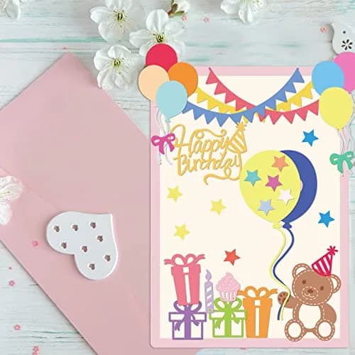 INFUNLY 19pcs Balloons Metal Die Cuts Happy Birthday for Scrapbooking & Card Making | Reusable Carbon Steel thumbnail 7