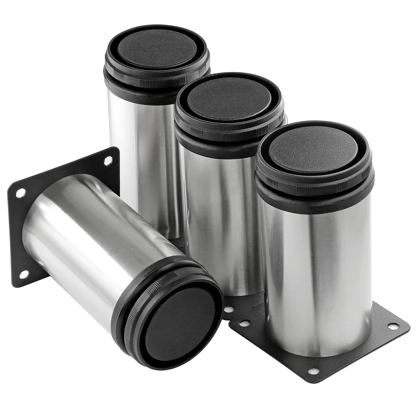 Masendelk Stainless Steel Adjustable Furniture Legs 4 Inch | Silver, 4pcs, Supports Up to 88lbs