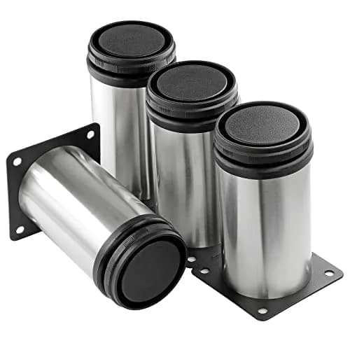 Masendelk Stainless Steel Adjustable Furniture Legs 4 Inch | Silver, 4pcs, Supports Up to 88lbs thumbnail 1