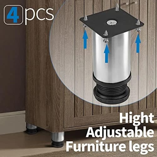 Masendelk Stainless Steel Adjustable Furniture Legs 4 Inch | Silver, 4pcs, Supports Up to 88lbs thumbnail 5