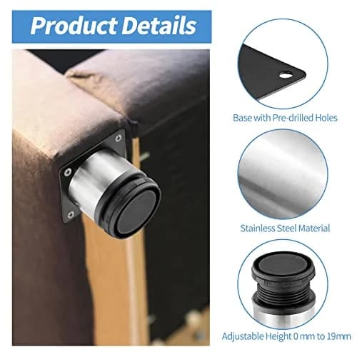 Masendelk Stainless Steel Adjustable Furniture Legs 4 Inch | Silver, 4pcs, Supports Up to 88lbs thumbnail 3