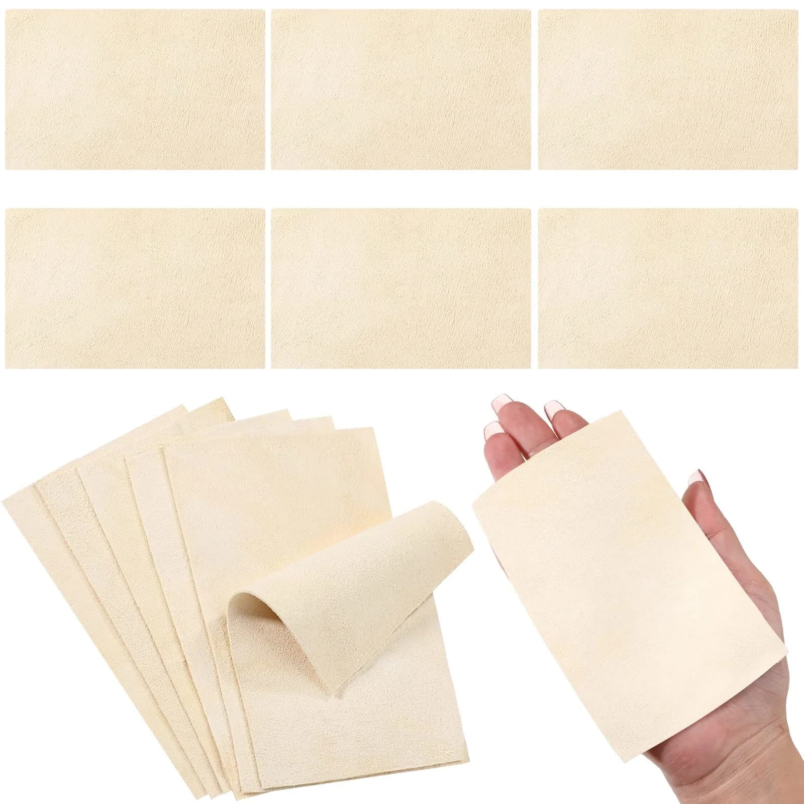 Potchen 20 Pieces Pre Cut Chamois Pottery Clay Ceramic Tool | Soft Absorbent Leather for Pottery & Crafts — 3.2 x 4.7 Inch