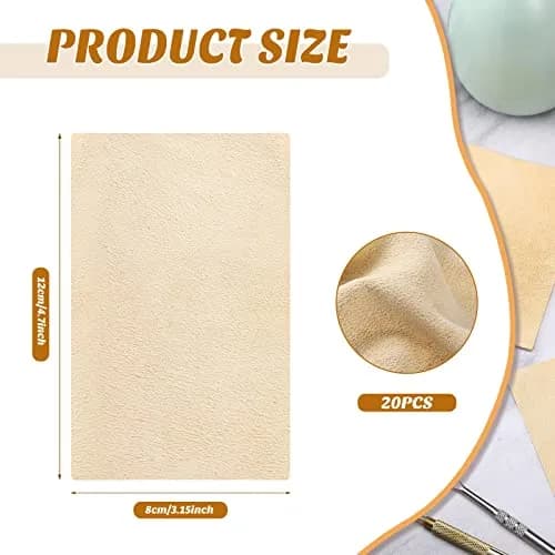 Potchen 20 Pieces Pre Cut Chamois Pottery Clay Ceramic Tool | Soft Absorbent Leather for Pottery & Crafts thumbnail 2
