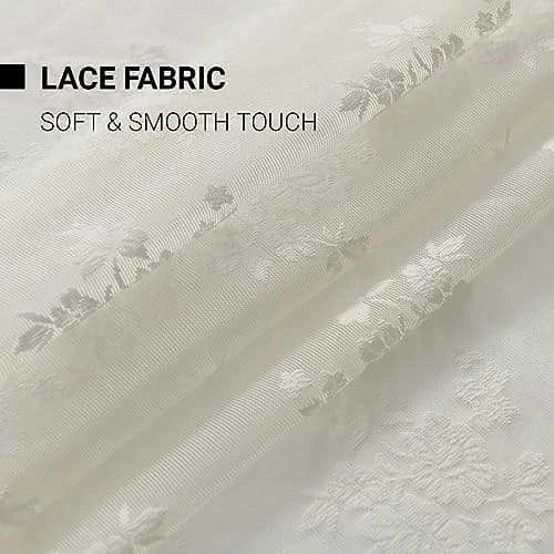 Kotile Ivory Lace Curtains for Bedroom, Vintage Floral, 52x84 Inch 2 Panels | Sheer Floral Lace for Elegant Windows thumbnail 7