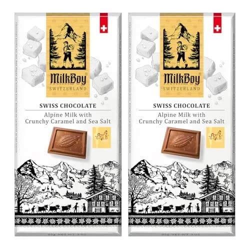 MilkBoy Swiss Chocolates Milk Chocolate Bars, Caramel Salt 3 oz | Swiss Gourmet Chocolate Gift thumbnail 1