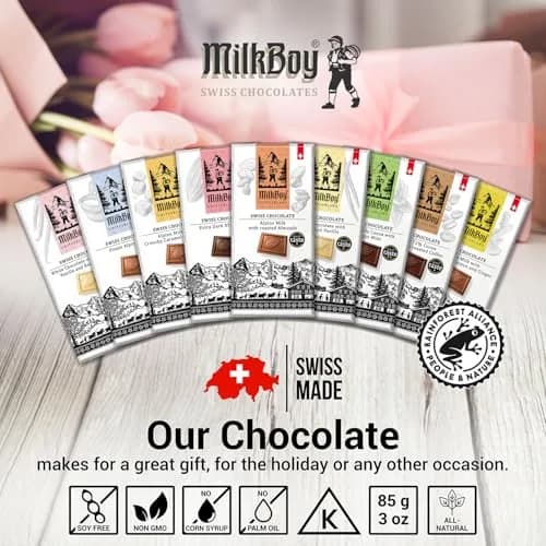 MilkBoy Swiss Chocolates Milk Chocolate Bars, Caramel Salt 3 oz | Swiss Gourmet Chocolate Gift thumbnail 6