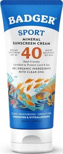 Badger SPF 40 Sport Mineral Sunscreen Tin 142ml (4.8 Fl Oz) | Reef Safe, 80 Min Water Resistant, 98% Organic thumbnail 1