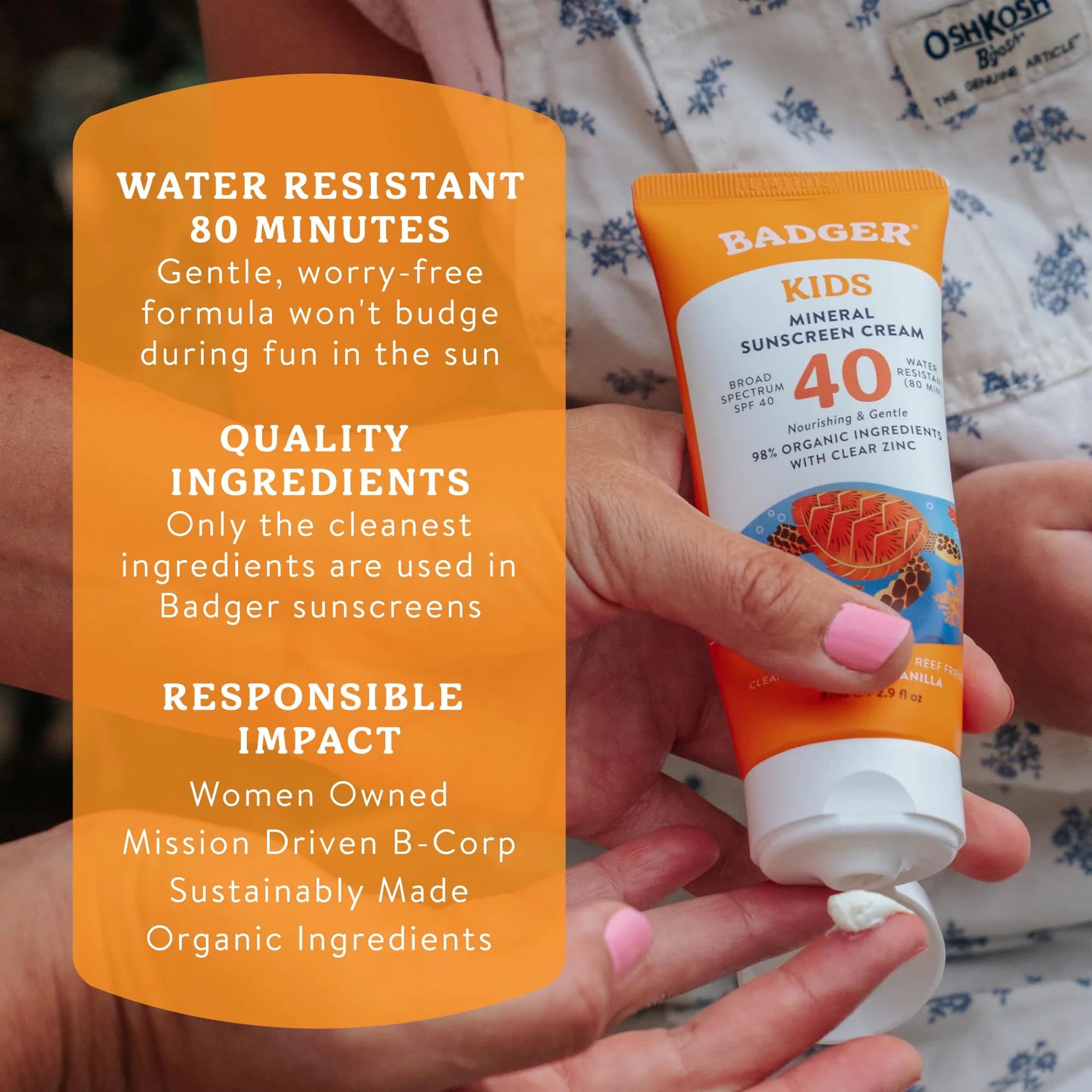 Badger Kids Mineral Sunscreen Cream SPF 40, 164ml (5.8 Fl Oz) | Reef Safe, Hawaii Approved - view 7