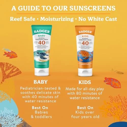 Badger Kids Mineral Sunscreen Cream SPF 40, 164ml (5.8 Fl Oz) | Reef Safe, Hawaii Approved thumbnail 8