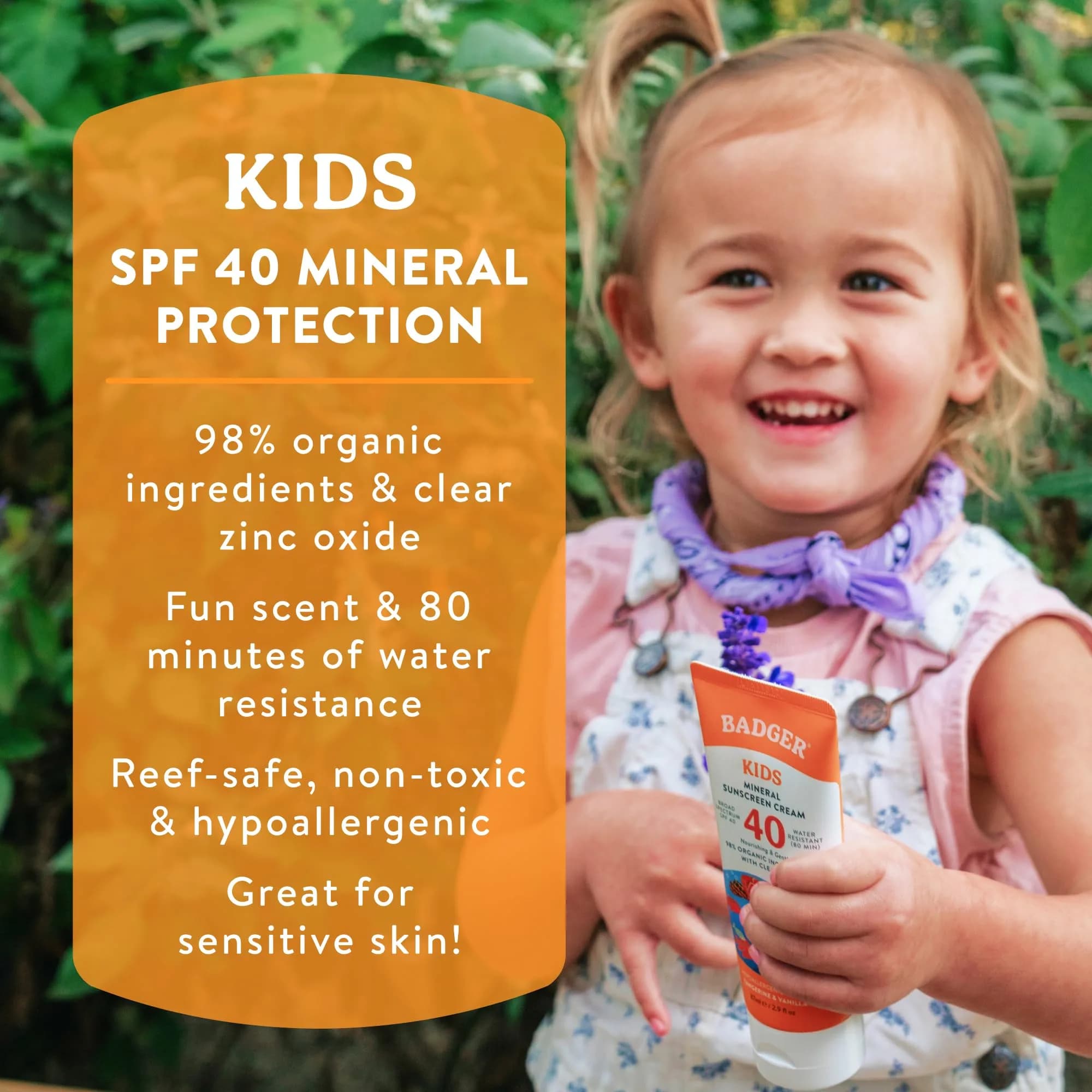 Badger Kids Mineral Sunscreen Cream SPF 40, 164ml (5.8 Fl Oz) | Reef Safe, Hawaii Approved - view 2