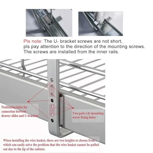 DINDON 2 Tier Pull Out Cabinet Organizer 20" W x 18" D Chrome | Double Tier Wire Basket for Kitchen & Bathroom thumbnail 8