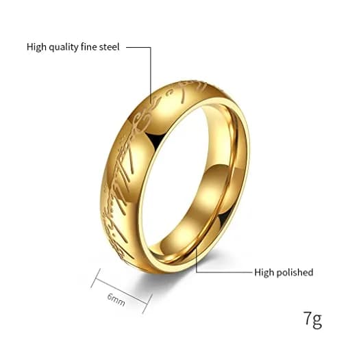 Meilord 6mm Lord of The Rings Ring for Men & Women Gold Silver Glow | Comfort Fit, Glows in Dark (70-120 chars) thumbnail 5